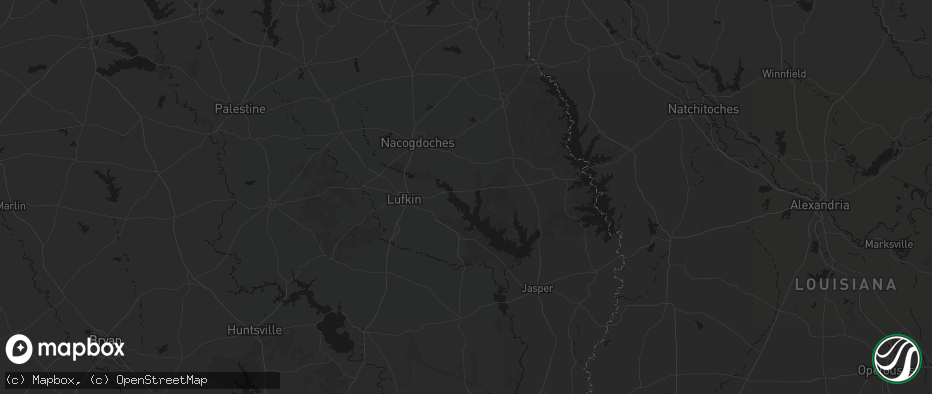 Hail map in Etoile, TX on July 1, 2026