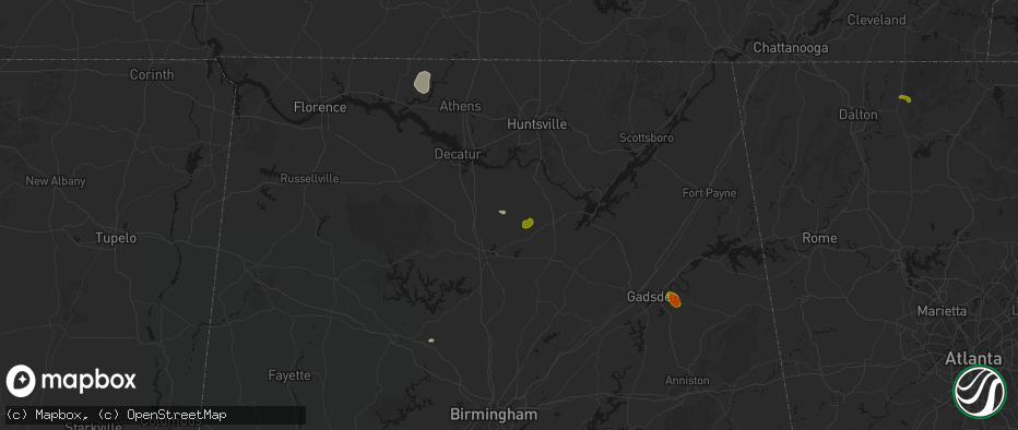 Hail map in Eva, AL on July 1, 2026