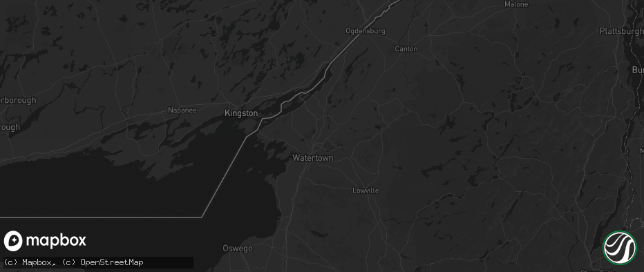 Hail map in Evans Mills, NY on July 1, 2026