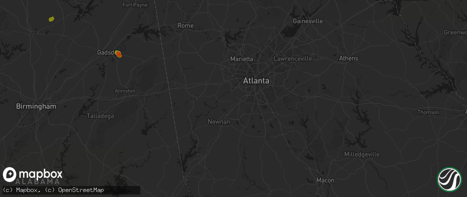 Hail map in Fairburn, GA on July 1, 2026