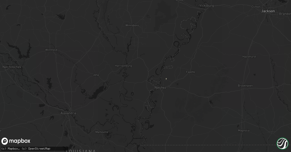 Hail map in Ferriday, LA on July 1, 2026