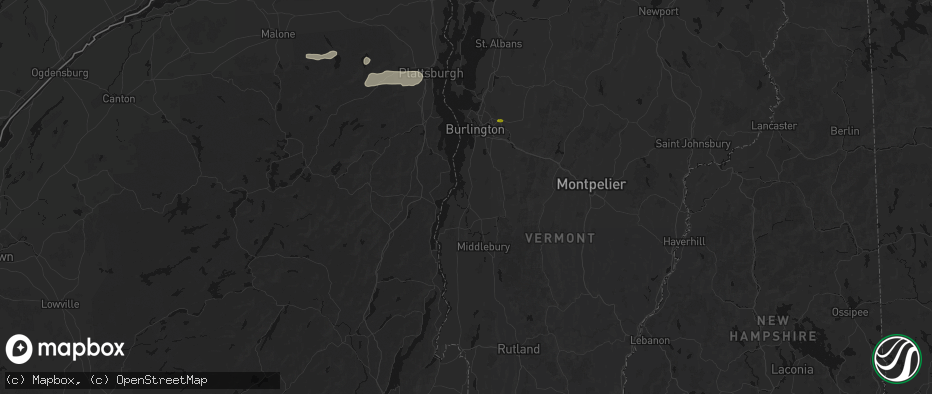 Hail map in Ferrisburgh, VT on July 1, 2026