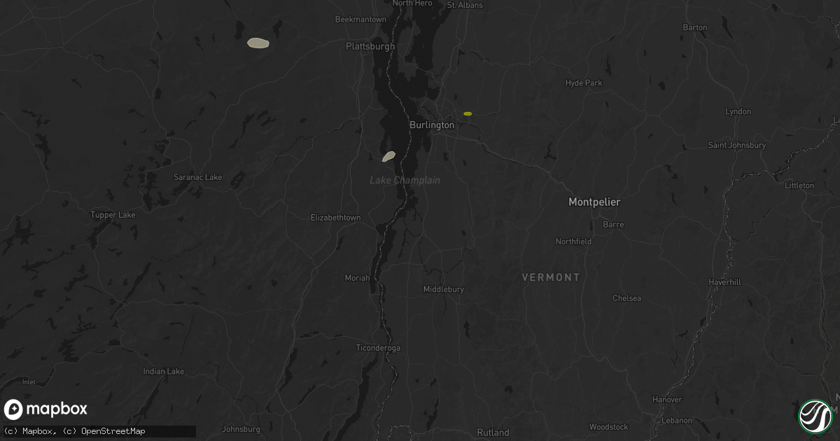 Hail map in Ferrisburgh, VT on July 1, 2026