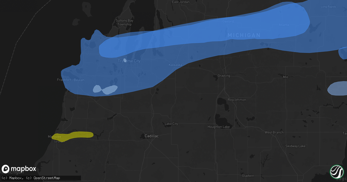 Hail map in Fife Lake, MI on July 1, 2026