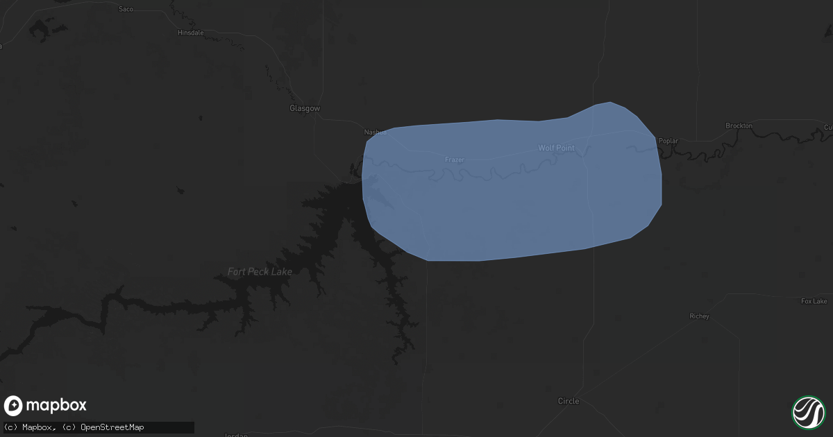 Hail map in Fort Peck, MT on July 1, 2026