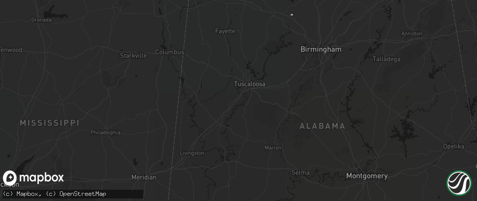Hail map in Fosters, AL on July 1, 2026