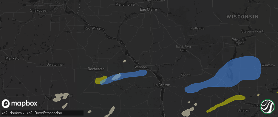Hail map in Fountain City, WI on July 1, 2026