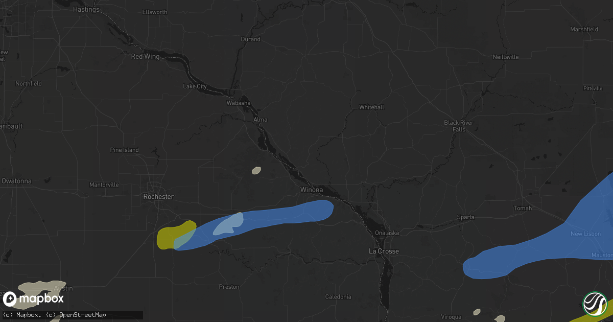 Hail map in Fountain City, WI on July 1, 2026