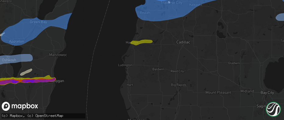 Hail map in Fountain, MI on July 1, 2026