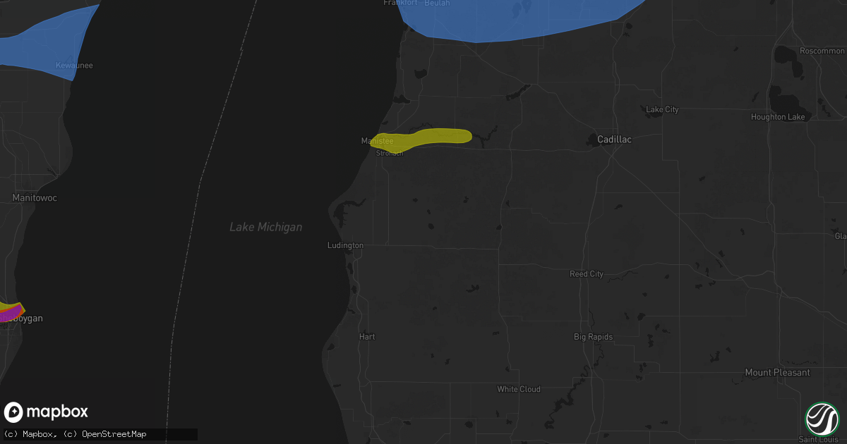 Hail map in Fountain, MI on July 1, 2026