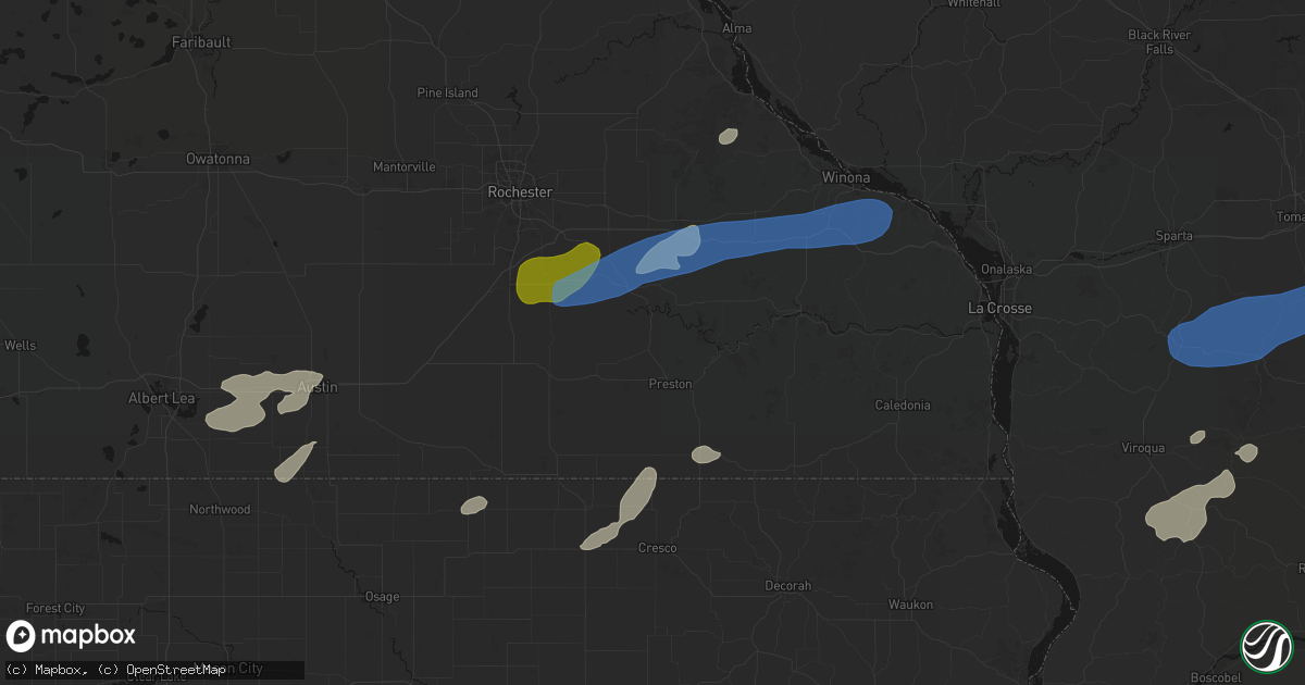 Hail map in Fountain, MN on July 1, 2026