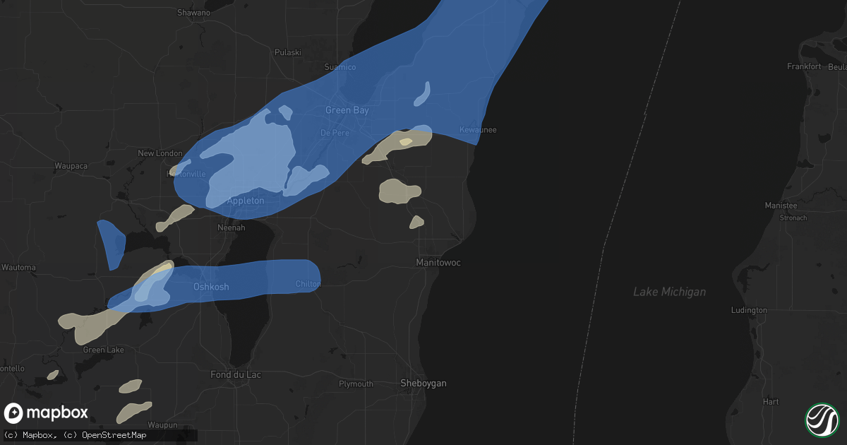 Hail map in Francis Creek, WI on July 1, 2026