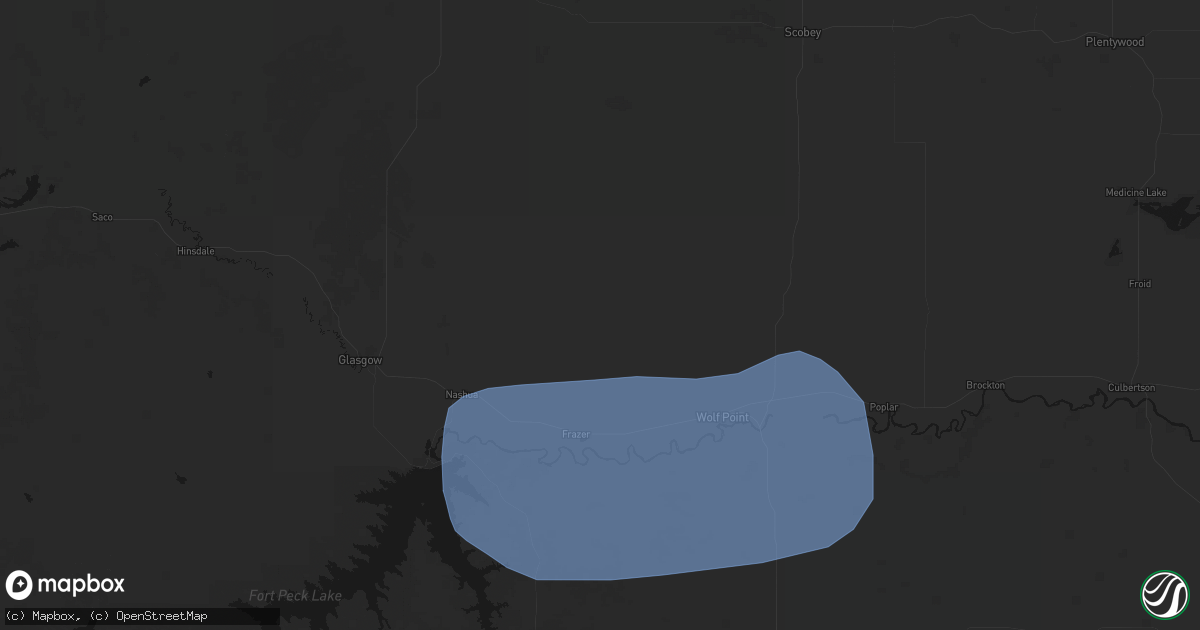 Hail map in Frazer, MT on July 1, 2026