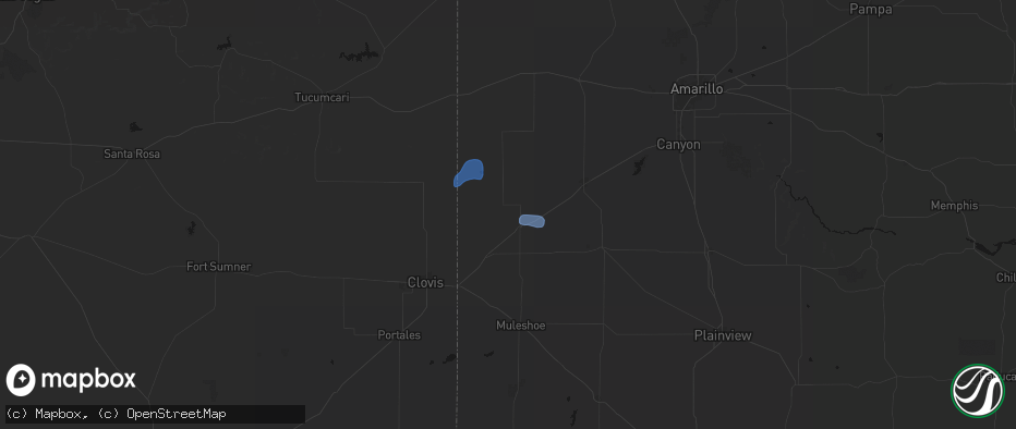 Hail map in Friona, TX on July 1, 2026