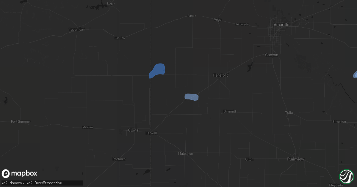 Hail map in Friona, TX on July 1, 2026