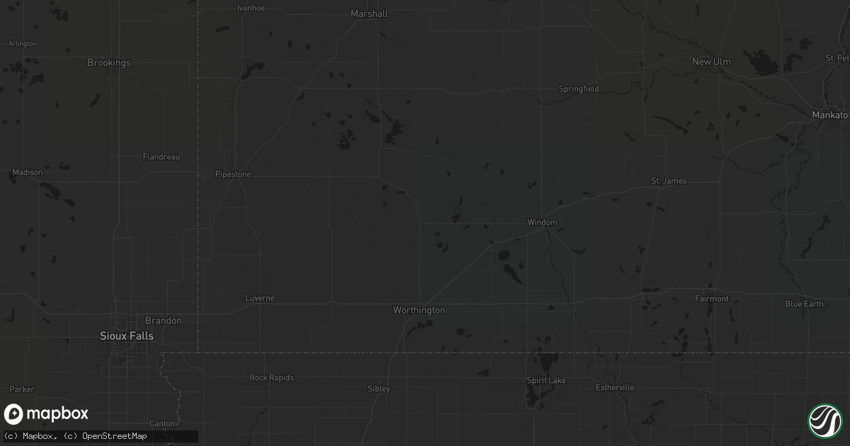 Hail map in Fulda, MN on July 1, 2026