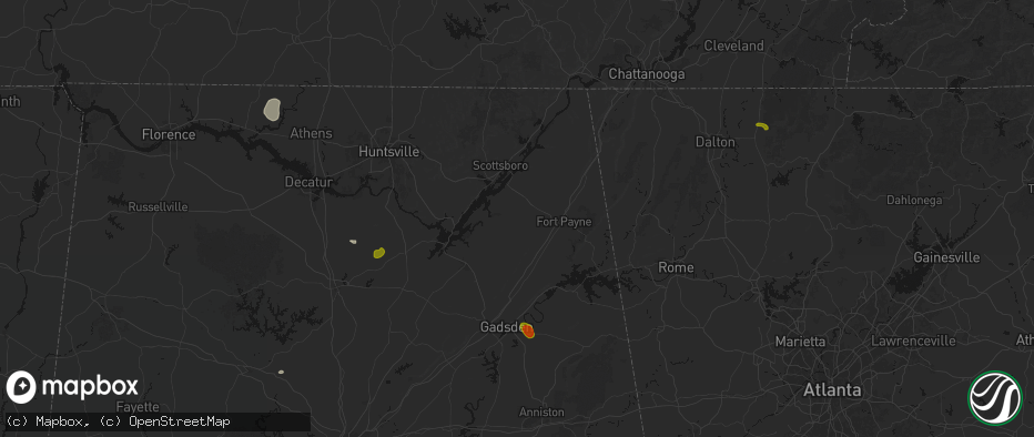 Hail map in Fyffe, AL on July 1, 2026