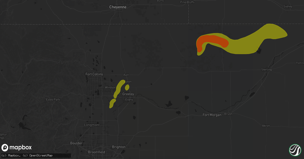 Hail map in Galeton, CO on July 1, 2026