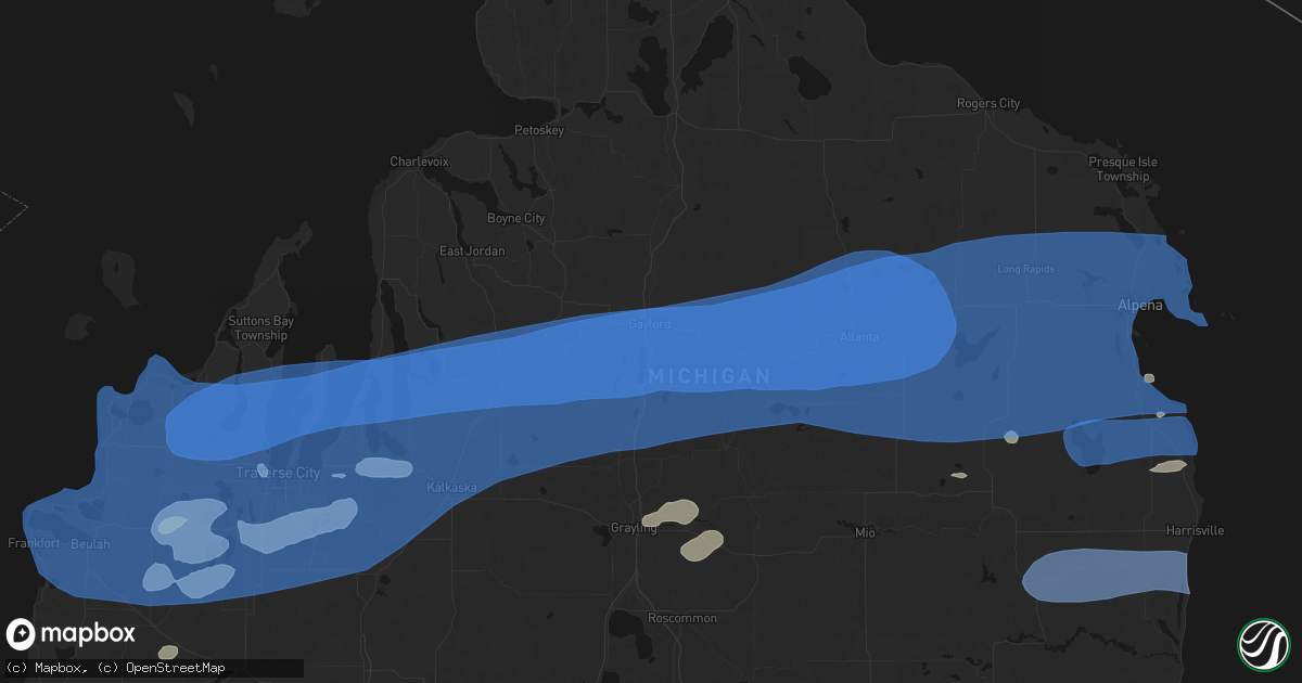 Hail map in Gaylord, MI on July 1, 2026