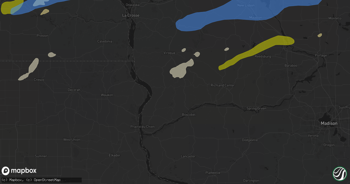 Hail map in Gays Mills, WI on July 1, 2026