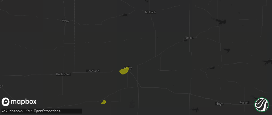 Hail map in Gem, KS on July 1, 2026