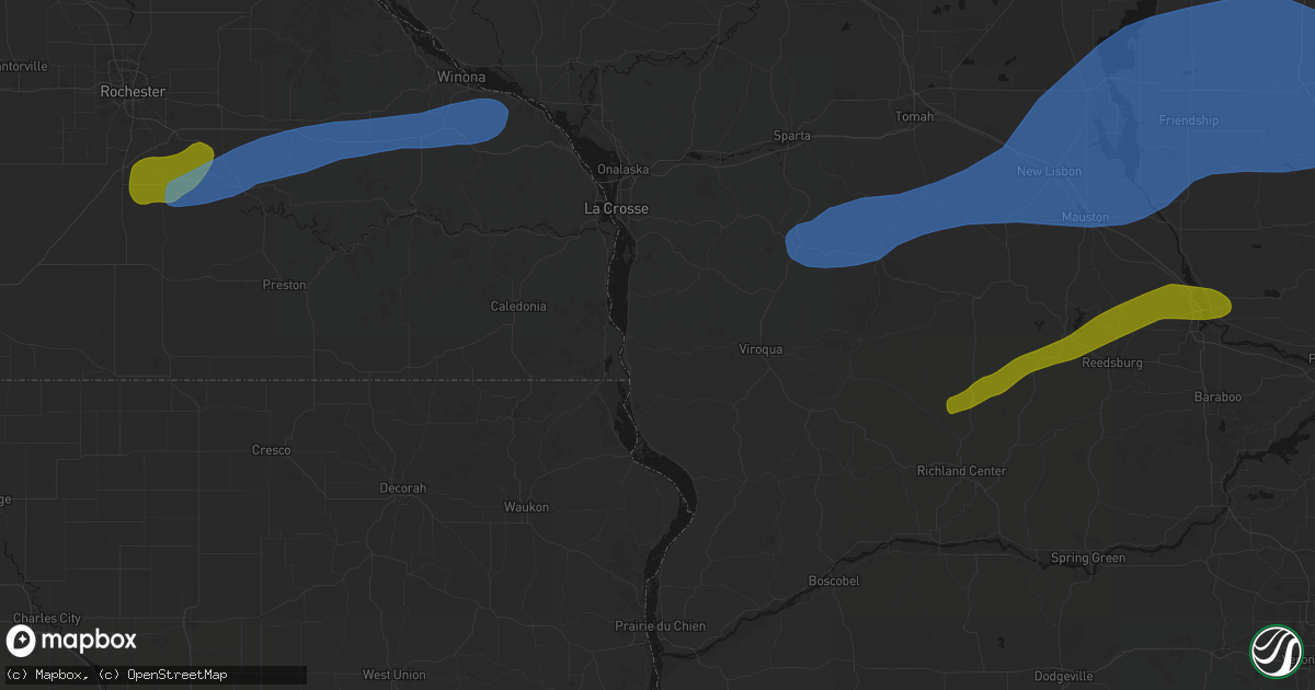 Hail map in Genoa, WI on July 1, 2026