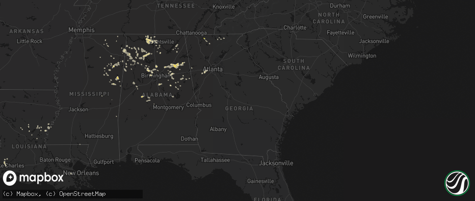 Hail map in Georgia on July 1, 2026