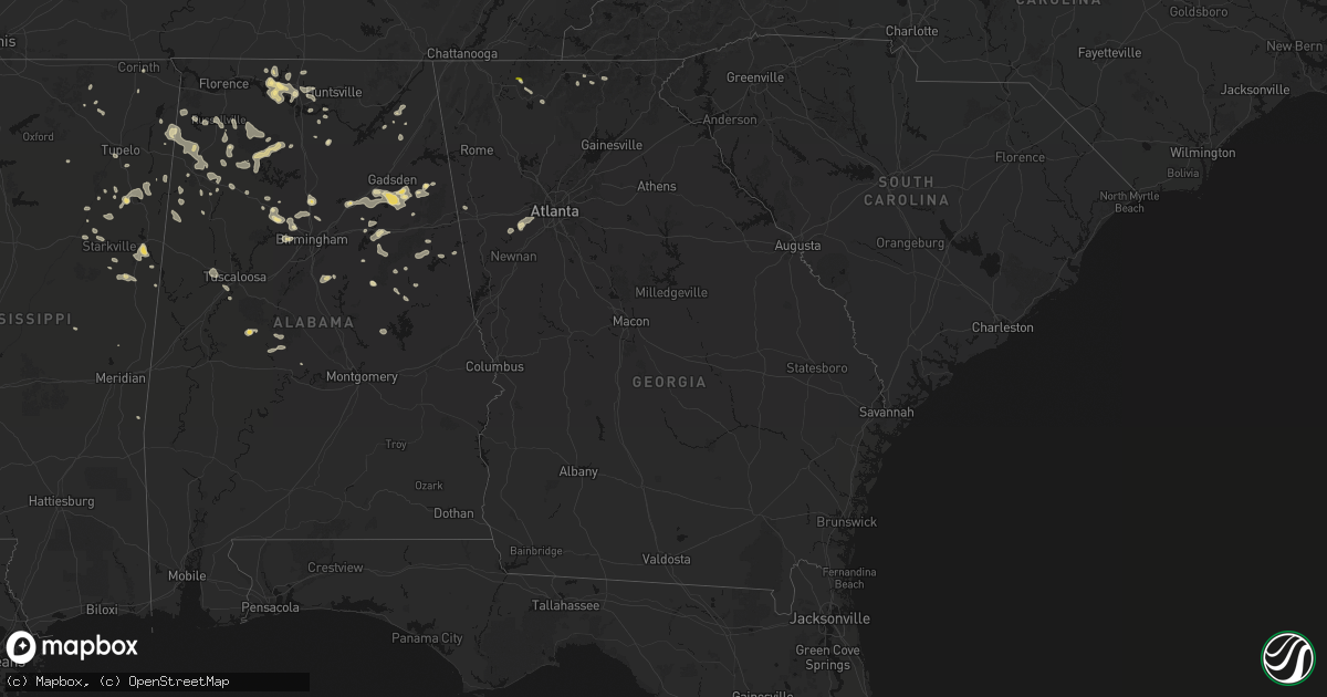 Hail map in Georgia on July 1, 2026