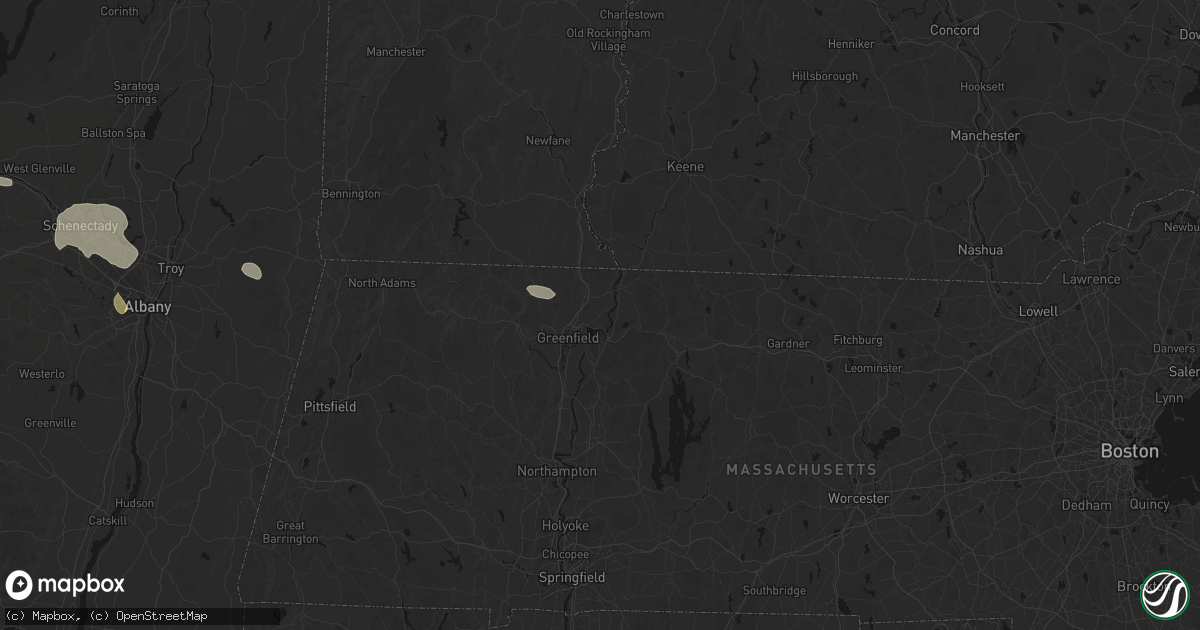 Hail map in Gill, MA on July 1, 2026