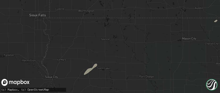 Hail map in Gillett Grove, IA on July 1, 2026