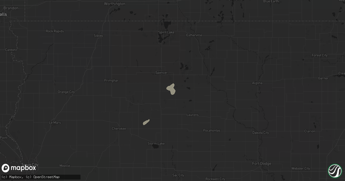 Hail map in Gillett Grove, IA on July 1, 2026
