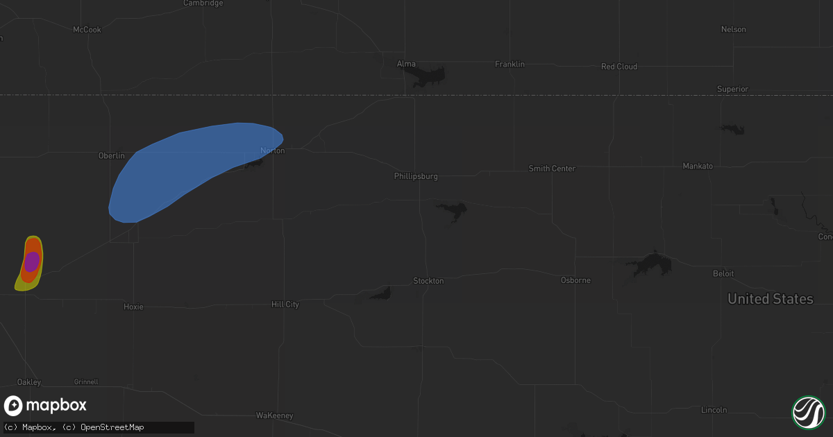 Hail map in Glade, KS on July 1, 2026