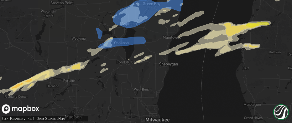 Hail map in Glenbeulah, WI on July 1, 2026