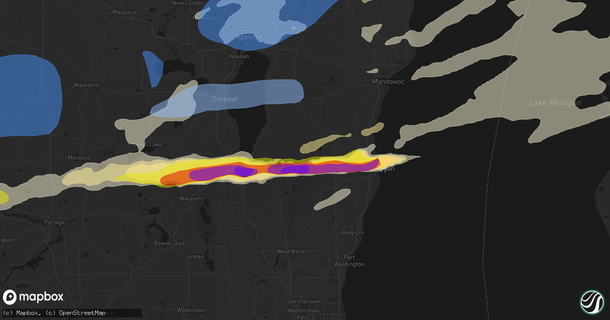 Hail map in Glenbeulah, WI on July 1, 2026