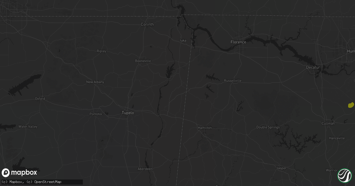 Hail map in Golden, MS on July 1, 2026
