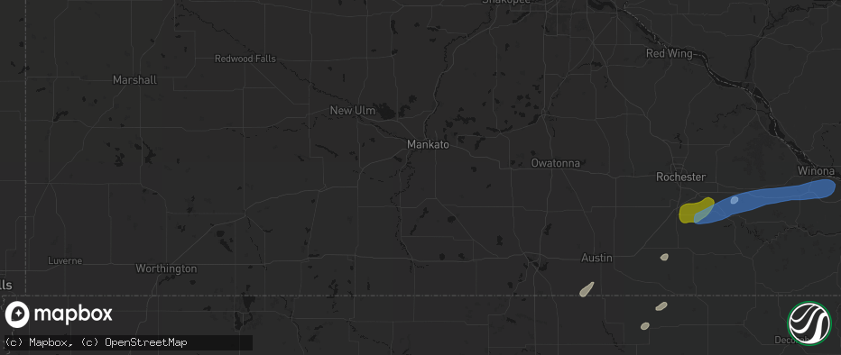 Hail map in Good Thunder, MN on July 1, 2026