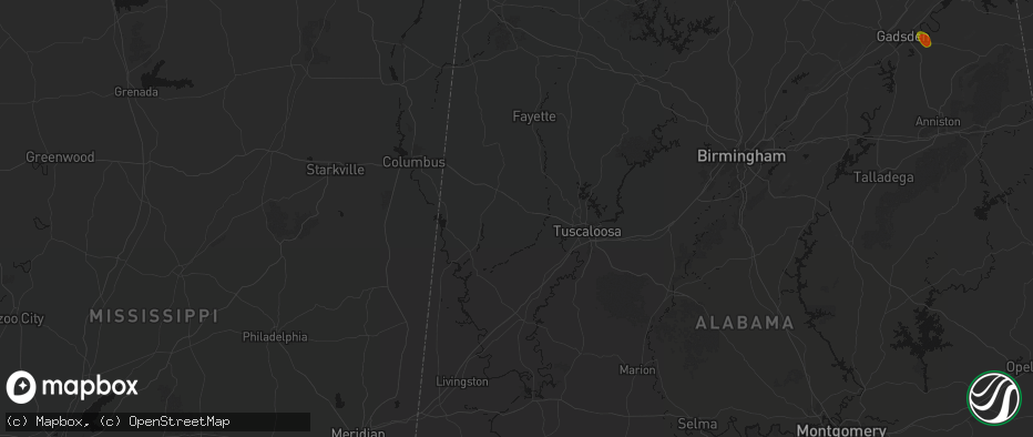 Hail map in Gordo, AL on July 1, 2026