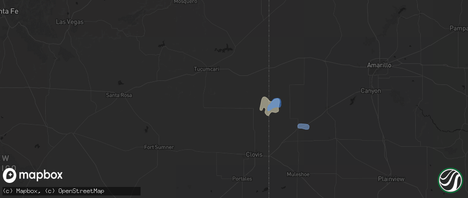 Hail map in Grady, NM on July 1, 2026