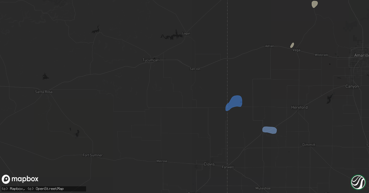 Hail map in Grady, NM on July 1, 2026