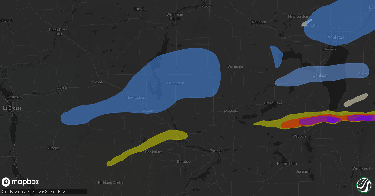 Hail map in Grand Marsh, WI on July 1, 2026