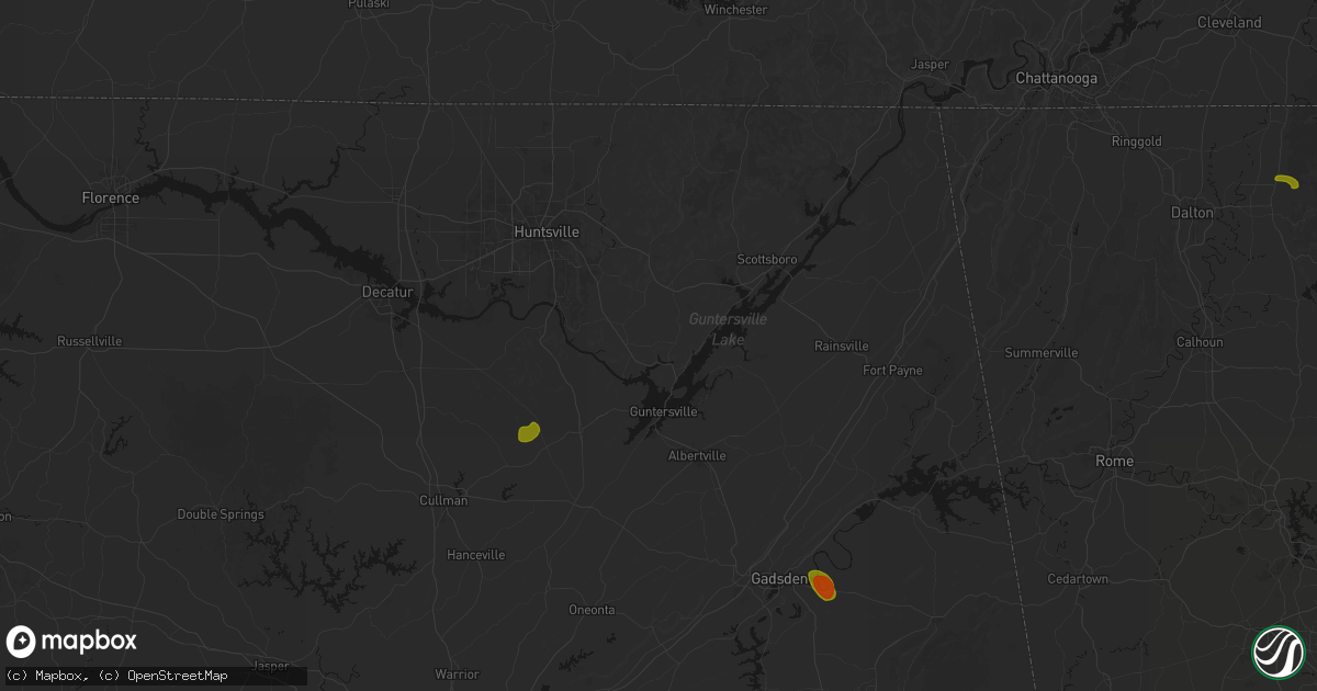 Hail map in Grant, AL on July 1, 2026