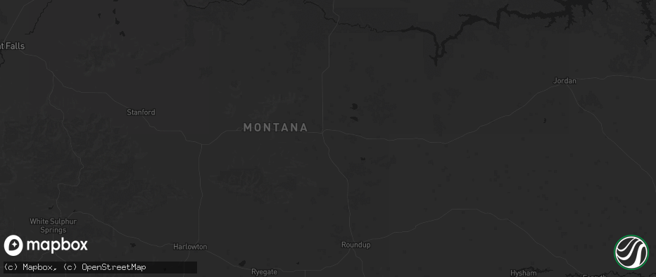 Hail map in Grass Range, MT on July 1, 2026