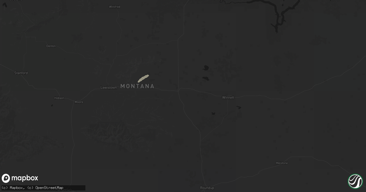 Hail map in Grass Range, MT on July 1, 2026