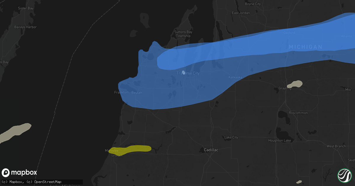 Hail map in Grawn, MI on July 1, 2026