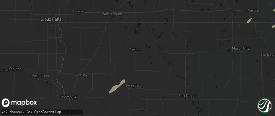 Hail map in Greenville, IA on July 1, 2026