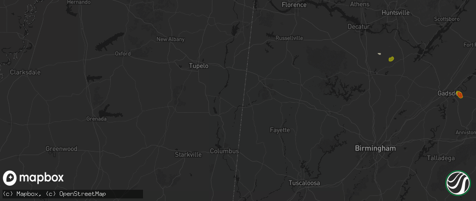 Hail map in Greenwood Springs, MS on July 1, 2026