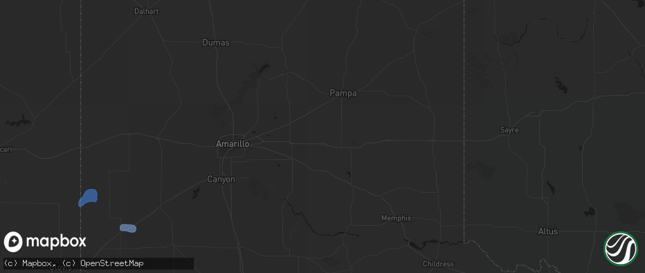 Hail map in Groom, TX on July 1, 2026