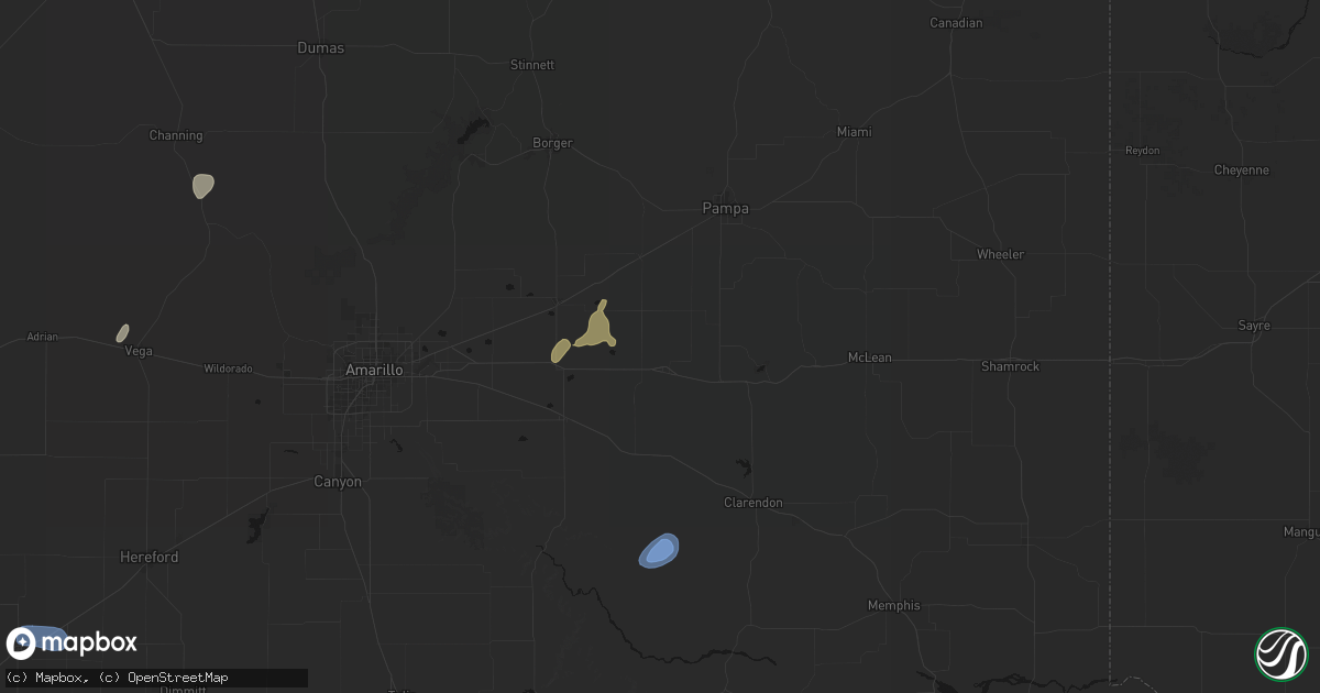 Hail map in Groom, TX on July 1, 2026