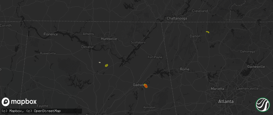 Hail map in Groveoak, AL on July 1, 2026