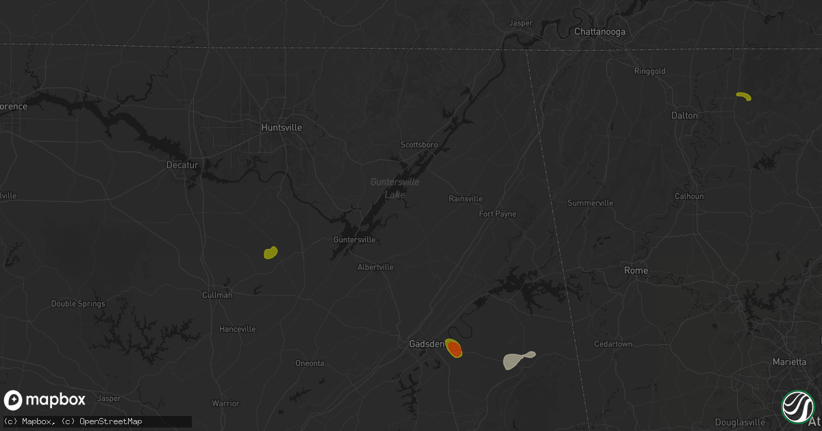 Hail map in Groveoak, AL on July 1, 2026